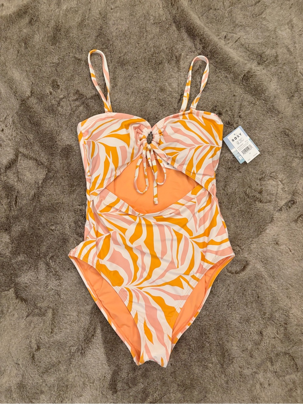 NWT Roxy Surfer’s Paradise Peekaboo One Piece Swimsuit - Orange - Medium